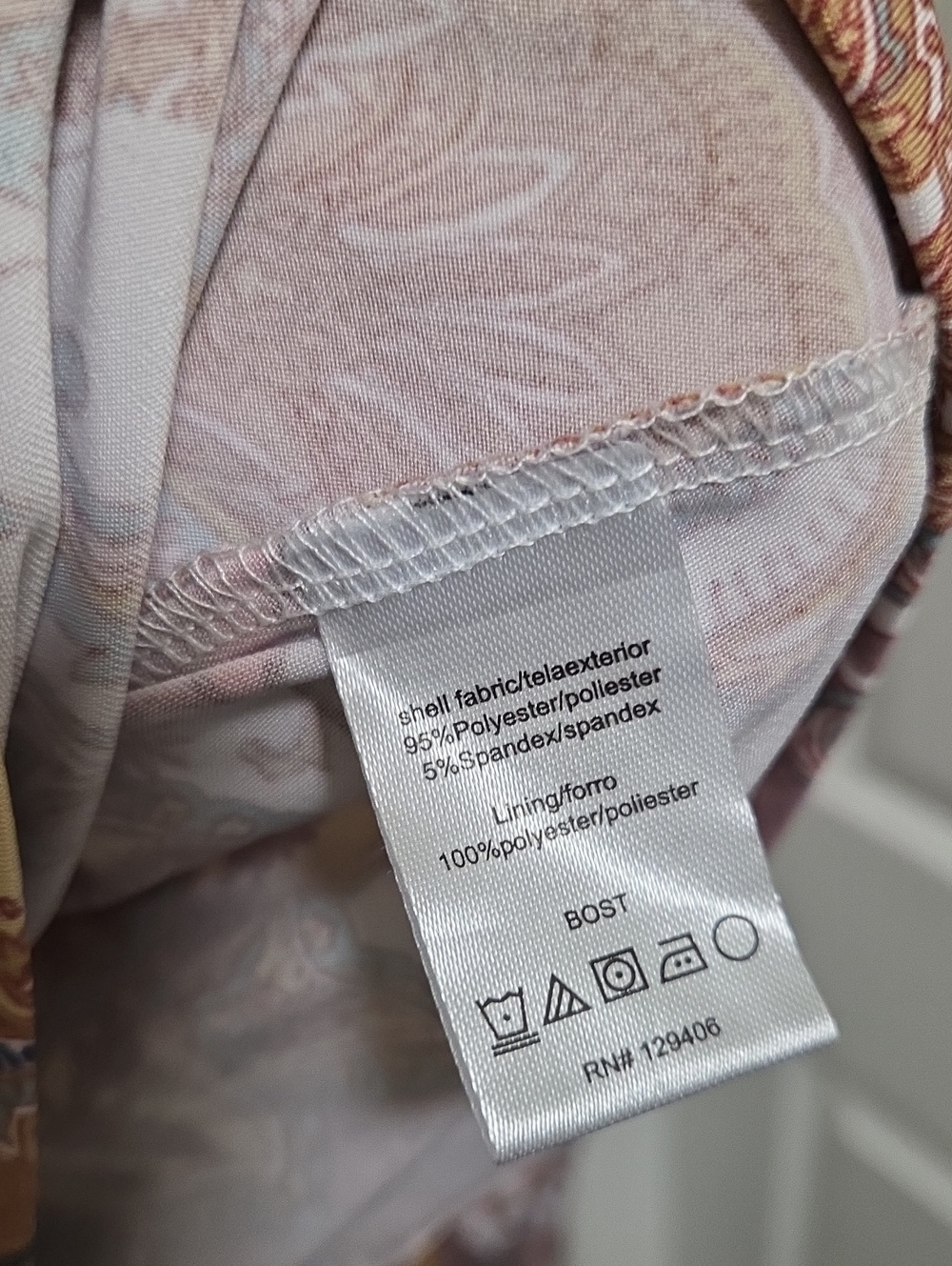 VENUS Paisley Smocked Peplum Blouse Blue Pink Gold Boho Cottagecore Romantic Top - Picture 7 of 9